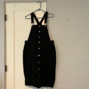 Black Denim Overall Dress